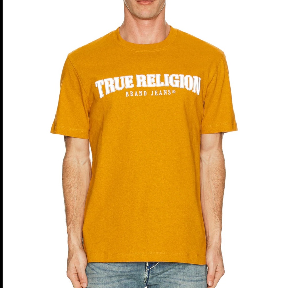 True Religion Men's Short Sleeve Reflective Arch Tee in Buckthorn